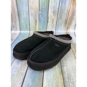 UGG Tazz Platform Slipper Shoe Black Leather Women's Size 11